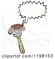 Cartoon Of A Weenie On A Fork Speaking Royalty Free Vector Illustration by lineartestpilot