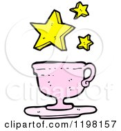 Cartoon Of A China Cup And Stars Royalty Free Vector Illustration by lineartestpilot