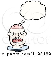 Cartoon Of A Mans Brains Thinking Royalty Free Vector Illustration