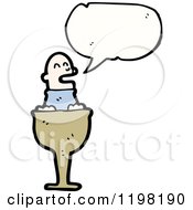 Cartoon Of A Man In An Egg Cup Speaking Royalty Free Vector Illustration by lineartestpilot
