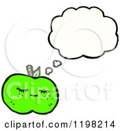 Cartoon Of A Green Apple Thinking Royalty Free Vector Illustration