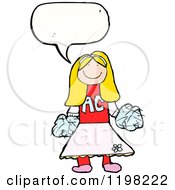 Cartoon Of A Cheerleader Speaking Royalty Free Vector Illustration