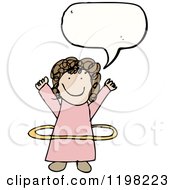 Cartoon Of A Girl And A Hula Hoop Speaking Royalty Free Vector Illustration