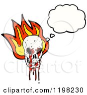 Cartoon Of A Bloody Flaming Skull Speaking Royalty Free Vector Illustration