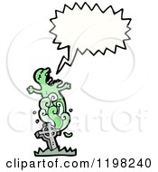 Cartoon Of A Ghoul Rising From The Grave Speaking Royalty Free Vector Illustration