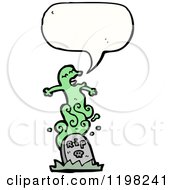 Cartoon Of A Ghoul Rising From The Grave Speaking Royalty Free Vector Illustration by lineartestpilot