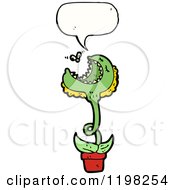Cartoon Of A Carnivorius Flower Speaking Royalty Free Vector Illustration