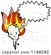 Cartoon Of A Flaming Skull Speaking Royalty Free Vector Illustration