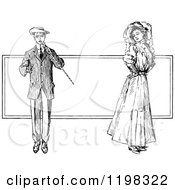Poster, Art Print Of Black And White Vintage Gentleman And Flirty Lady