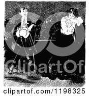 Clipart Of A Black And White Vintage Couple Sitting Royalty Free Vector Illustration