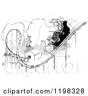 Poster, Art Print Of Black And White Vintage Couple Riding A Roller Coaster