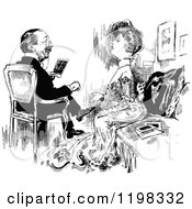 Poster, Art Print Of Black And White Vintage Posh Couple Sitting