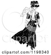 Clipart Of A Black And White Vintage Elegant Lady Royalty Free Vector Illustration