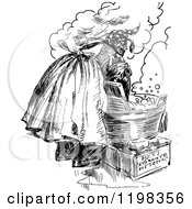 Poster, Art Print Of Black And White Vintage Woman Washing Laundry