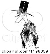 Poster, Art Print Of Black And White Vintage Old Man With A Top Hat