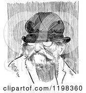 Poster, Art Print Of Black And White Vintage Old Man Wearing A Hat
