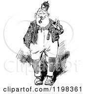 Clipart Of A Black And White Vintage Old Man Waving Royalty Free Vector Illustration