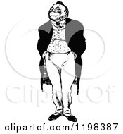 Clipart Of A Black And White Vintage Smug Man Royalty Free Vector Illustration