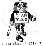 Poster, Art Print Of Black And White Vintage Blind Man Begging