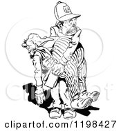 Poster, Art Print Of Black And White Vintage Policeman Carrying A Drunkard