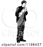 Poster, Art Print Of Black And White Vintage Man Holding A Newspaper