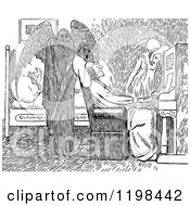 Black And White Vintage Old Man Playing A Piano Woman And Death