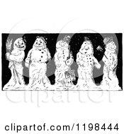 Poster, Art Print Of Black And White Vintage Happy And Grumpy Snowmen