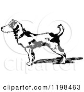 Clipart Of A Black And White Vintage Dog Royalty Free Vector Illustration