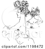 Poster, Art Print Of Black And White Vintage Ladies With Up Dos
