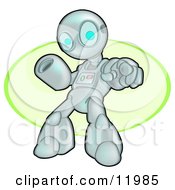 Human Like Robot Pointing And Warning Clipart Illustration