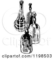Poster, Art Print Of Black And White Vintage Wine Bottles