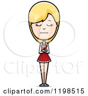 Cartoon Of A Bored Blond Cheerleader With Folded Arms Royalty Free Vector Clipart