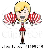 Cartoon Of A Shouting Blond Cheerleader With Pom Poms Royalty Free Vector Clipart by Cory Thoman