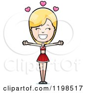 Cartoon Of A Loving Blond Cheerleader Wanting A Hug Royalty Free Vector Clipart by Cory Thoman