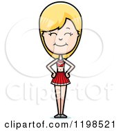 Cartoon Of A Happy Smiling Blond Cheerleader Royalty Free Vector Clipart