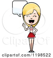 Cartoon Of A Happy Blond Cheerleader Talking Royalty Free Vector Clipart