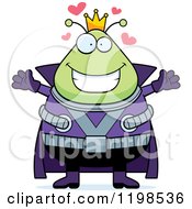 Cartoon Of A Loving Chubby Martian Alien King Wanting A Hug Royalty Free Vector Clipart