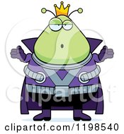 Cartoon Of A Surprised Chubby Martian Alien King Royalty Free Vector Clipart