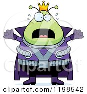 Cartoon Of A Scared Chubby Martian Alien King Royalty Free Vector Clipart
