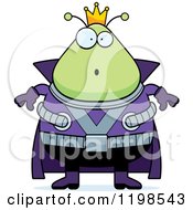 Cartoon Of A Surprised Chubby Martian Alien King Royalty Free Vector Clipart