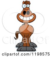 Cartoon Of A Grinning Brown Horse Royalty Free Vector Clipart
