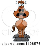 Cartoon Of A Scared Brown Horse Royalty Free Vector Clipart