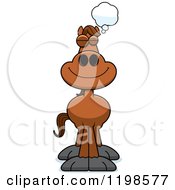 Cartoon Of A Dreaming Brown Horse Royalty Free Vector Clipart by Cory Thoman