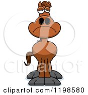Cartoon Of A Depressed Brown Horse Royalty Free Vector Clipart