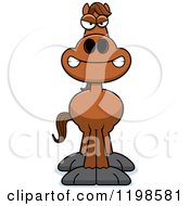 Cartoon Of A Mad Brown Horse Royalty Free Vector Clipart