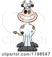 Cartoon Of A Grinning Spotted Cow Royalty Free Vector Clipart