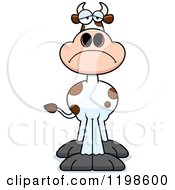 Cartoon Of A Depressed Spotted Cow Royalty Free Vector Clipart