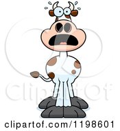 Cartoon Of A Scared Spotted Cow Royalty Free Vector Clipart