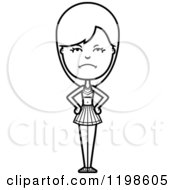 Black And White Mad Cheerleader With Folded Arms Royalty Free Vector Clipart