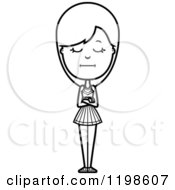 Black And White Bored Cheerleader With Folded Arms Royalty Free Vector Clipart